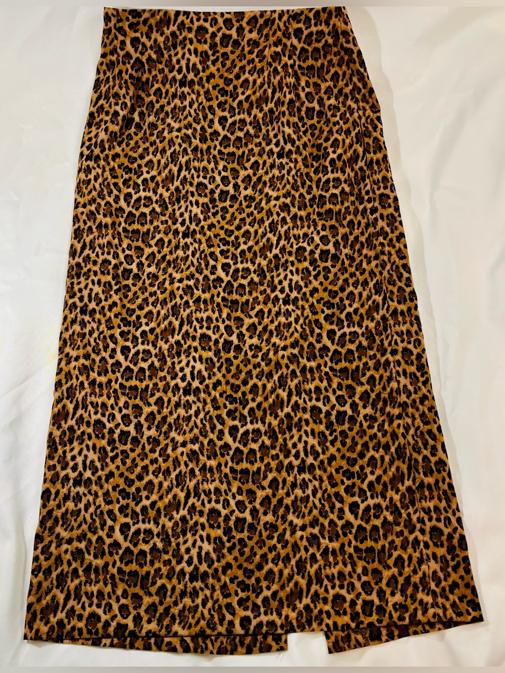 Pantology Leopard Print Midi Skirt Size 10 Brown Black Animal Print Slip Skirt⁠